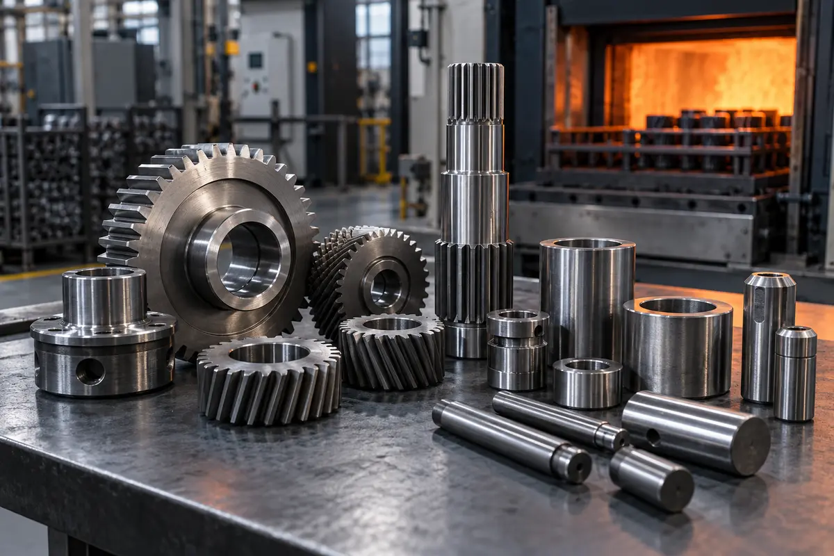 Gears shafts bushes and pins prepared for heat treatment